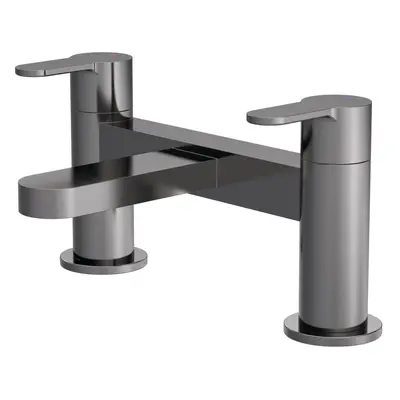 Round Deck Mounted Bath Filler Tap - Brushed Pewter