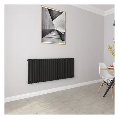 (Single 600x1416mm, Black) Designer Oval Column Radiator Central Heating