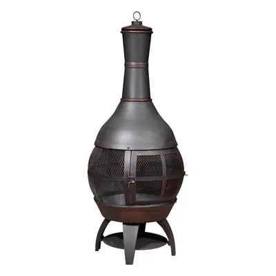 Dellonda Deluxe Chiminea/Fire Pit/Outdoor Heater with Fire Poker - Antique Bronze Finish