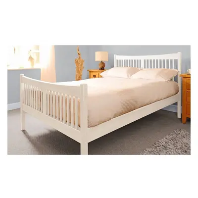 (4ft6 Double, White) Balvi Wooden Bed Frame