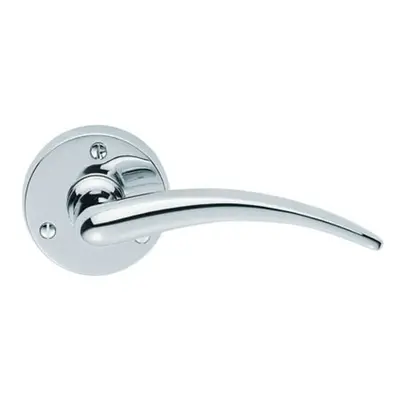 PAIR Slim Arched Tapered Lever on 58mm Round Rose Polished Chrome Door Handle