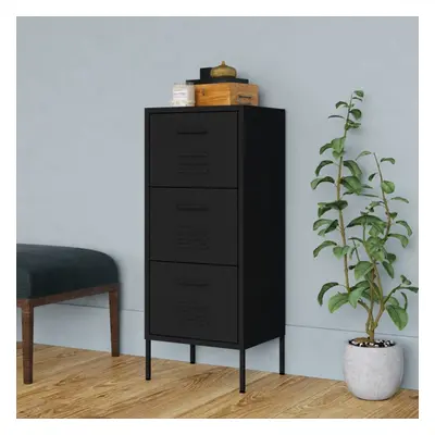 vidaXL Storage Cabinet Black Steel Indoor Furniture Sideboard Side Cabinet