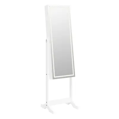 (white) vidaXL Mirror Jewellery Cabinet Armoire with LED Lights Free Standing Mirror