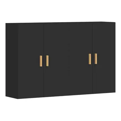 vidaXL Wall Mounted Cabinets Bathroom Cabinet pcs Black Engineered Wood