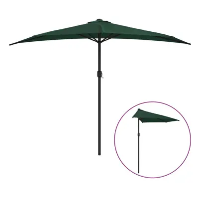 vidaXL Balcony Parasol with Aluminium Pole Umbrella Green 300x155 cm Half