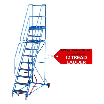 12 Tread Mobile Warehouse Stairs Anti Slip Steps 4m Portable Safety Ladder