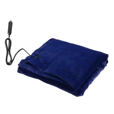 (Blue) 145x100cm 24V Car Electric Blanket Heated Fleece Travel Throw Fleece Cosy Warm Winter