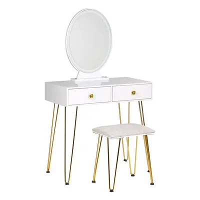 Dressing Table with Mirror and Stool CAEN LED White