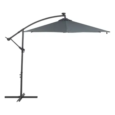 Cantilever Garden Parasol with LED Lights 2.85 m Grey CORVAL