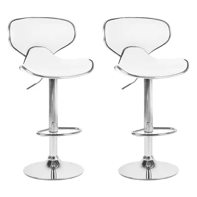 Set of Bar Chairs CONWAY Faux Leather Swivel White