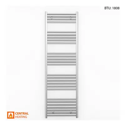 (550 x (BTU: 1808), Chrome Straight Valves) 550mm Wide Chrome Towel Rail Radiator With Valves