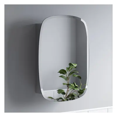 Bathroom Single Door Mirror Stainless Steel Round Edge Modern Cabinet 450x600mm