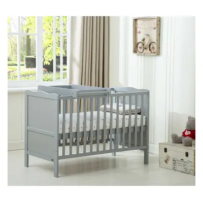 (Grey) MCCÂ® BABY BED Wooden Baby Cot Bed "Orlando" with Top Changer & Water repellent Mattress