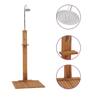 vidaXL Solid Teak Wood Garden Shower Freestanding Poolside Showering Stand