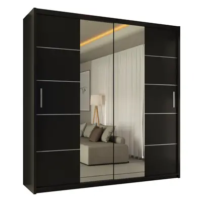 (Black, cm) MN FURNITURE Bristol Sliding Mirror Door Wardrobe