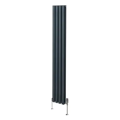 (1800mm x 240mm, Anthracite Grey) Oval Column Designer Radiator & TRV Valves