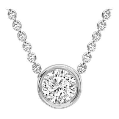 Jewelco London 18ct White Gold Diamond Solitaire Bezel Set Slider pendant Necklace 0.9mm 18" 45c