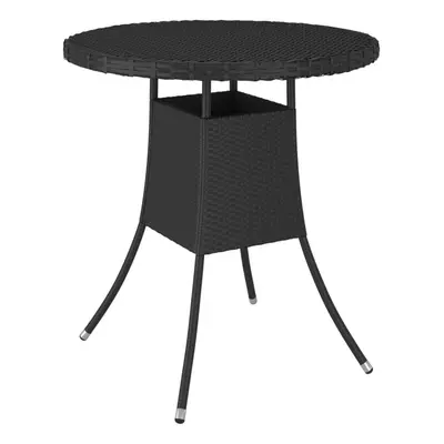 vidaXL Garden Table Black Poly Rattan Dining Dinner Tea Desk Outdoor Patio