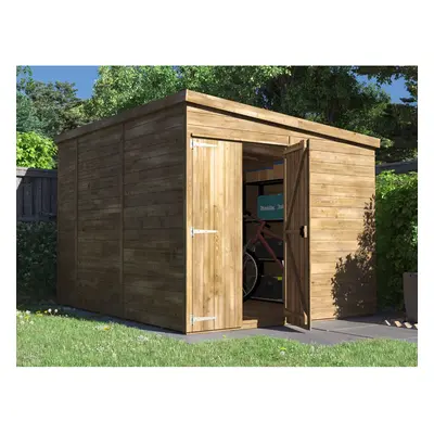 Dunster House Wooden Garden Shed 2.4m x 3m Outdoor Storage Building Overlord with Pent Roof