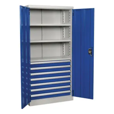 1800mm Double Door Industrial Cabinet - Drawers & Shelves - Point Lock