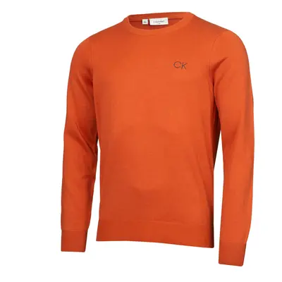 (XXXXL, Orange) Calvin Klein Mens Round Neck Tour Durable Soft Golf Sweater