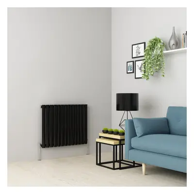 (600 x 768mm Single, Black) Oval Tube Designer Radiator