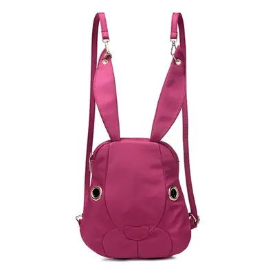 (Purple1) Women Nylon Backpack Waterproof Cartoon Rabbit Pockets Zipper Casual Cool Shoulder Bag