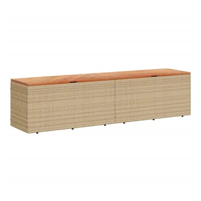 vidaXL Garden Storage Box Outdoor Storage Box Beige Poly Rattan Acacia Wood