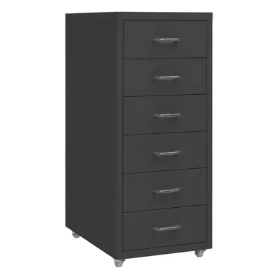 vidaXL Mobile File Cabinet Anthracite Metal Office Storage File Filing Cabinet