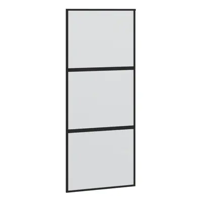 vidaXL Sliding Door Interior Barn Door Black Tempered Glass and Aluminium