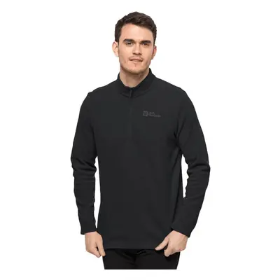 (L, Black) Jack Wolfskin Mens Taunus Half Zip Breathable Fleece Pullover Sweater