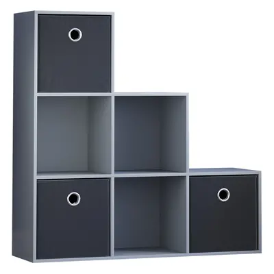 (Grey, Black) Durham Cube Staircase Shelf Basket Drawers