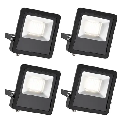 4 PACK Outdoor IP65 LED Floodlight - 50W Cool White LED - Angled Wall Bracket