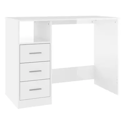 (high gloss white) vidaXL Desk with Drawers Engineered Wood Standing Desk Furniture Multi Colour