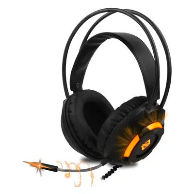 (Black) USB Wired Headset 3.5mm Stereo Gaming Noise Cancelling Headphone with Mic 50mm Driver Un