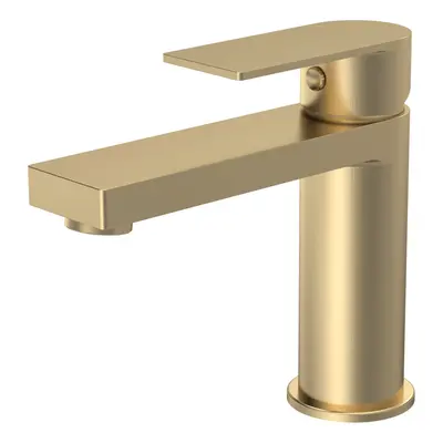 Modern Square Mono Basin Mixer Tap & Push Button Waste - Brushed Brass - Balterley