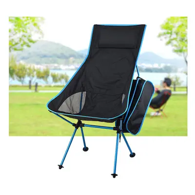 (Light Blue) Portable Folding Chair Camping With Pillow Ultralight For Fishing Picnic Max Load k