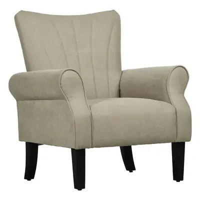 HOMCOM Armchair, Upholstered Modern Accent Chair with Wood Legs, Beige