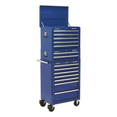 Stacking Drawer Topchest Mid Box & Rollcab Bundle - Heavy Duty - Blue