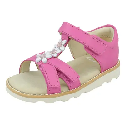 (Pink, UK Infant) Girls Clarks Casual Sandals Crown Flower