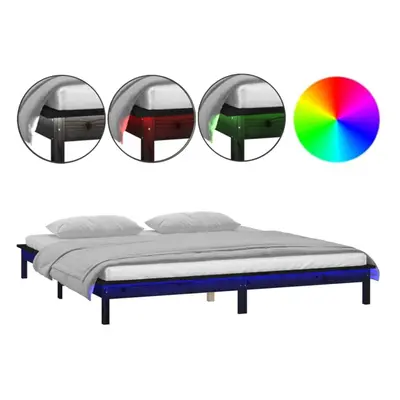 (black, x cm) vidaXL Solid Wood LED Bed Frame Home Bedstead Platform Bed Multi Colours/Sizes