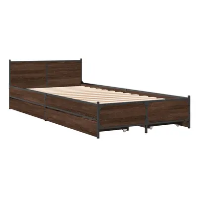 (brown oak, x cm) vidaXL Bed Frame with Drawers Bed Base Mattress Foundation Engineered Wood