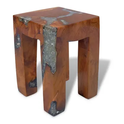 vidaXL Stool Seat/Footrest/Side Table Furniture Home Teak Resin 30x30x40 cm