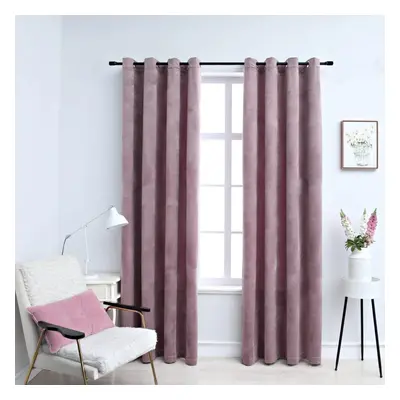 vidaXL 2x Blackout Curtains with Rings Velvet Anthracite Pink 140x245cm Blind