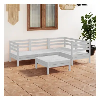 vidaXL Garden Lounge Set Outdoor Sofa Set Couch Piece Solid Pinewood White