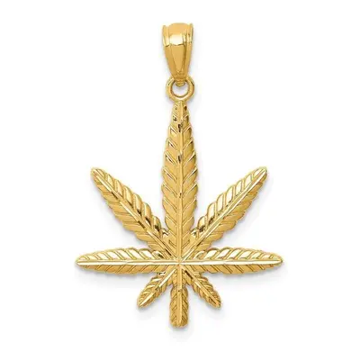 Quality Gold C4642 14K Yellow Gold Leaf Pendant