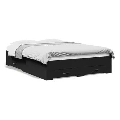 (black, x cm) vidaXL Bed Frame with Drawers Bed Base Grey Sonoma 140x200 cm Engineered Wood