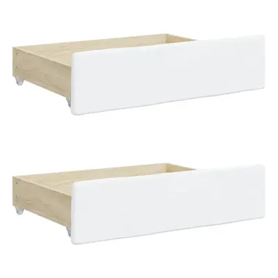 (white) vidaXL Bed Drawers Storage Unit Bed Box pcs Engineered Wood and Faux Leather