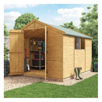 (Pressure Treated - 10x8, Windowed) BillyOh Keeper Overlap Apex Shed