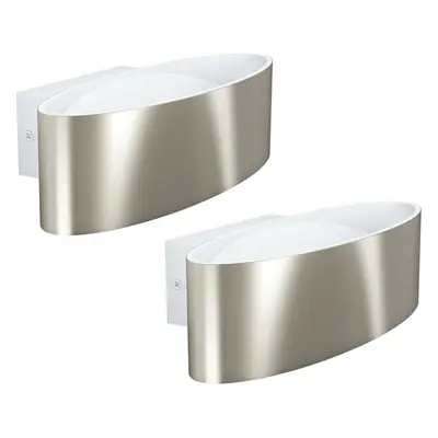 2 PACK Wall Light Colour White Satin Nickel Shade Transparent Plastic LED 10W